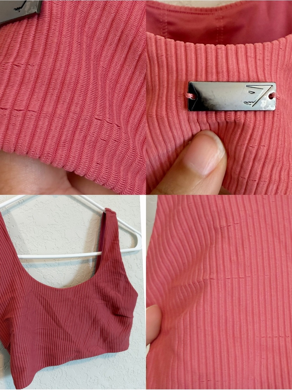 •GYMSHARK• Essence Ribbed Bikini Top Briar Rose Size XS - Picture 2 of 2